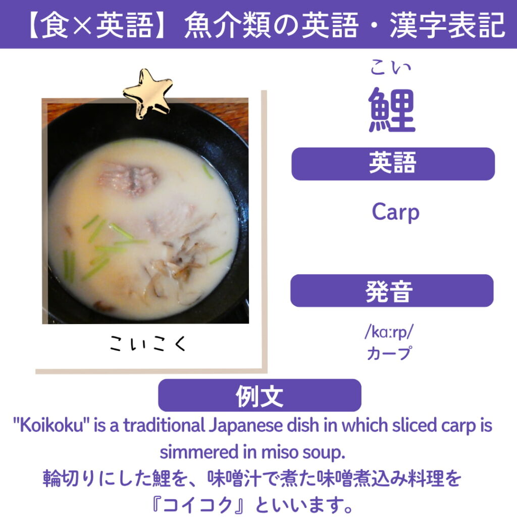 鯉の英語カード｜鯉の英語・漢字表記