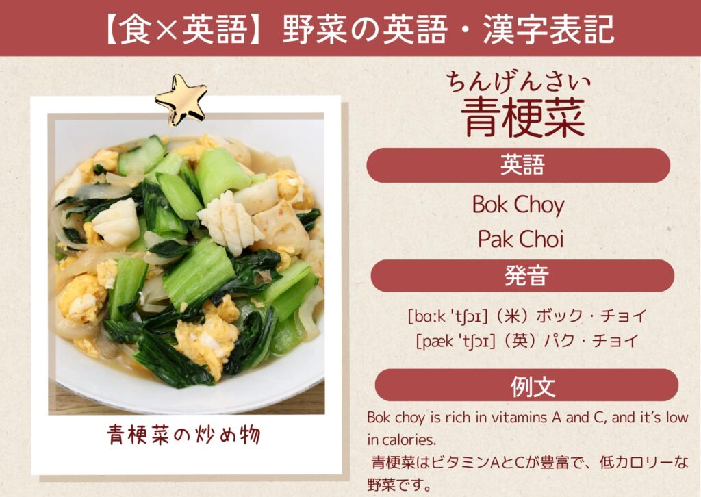 新鮮な青梗菜の写真｜鮮やかな緑色と丸みのある根元が特徴