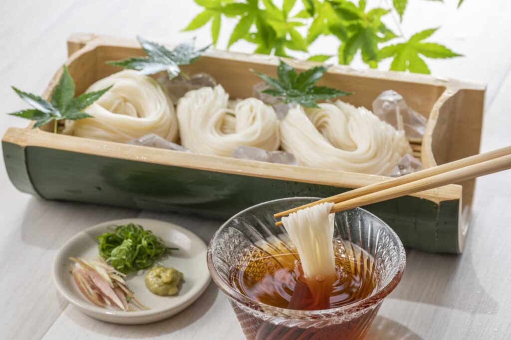 そうめんに添えた薬味のみょうが