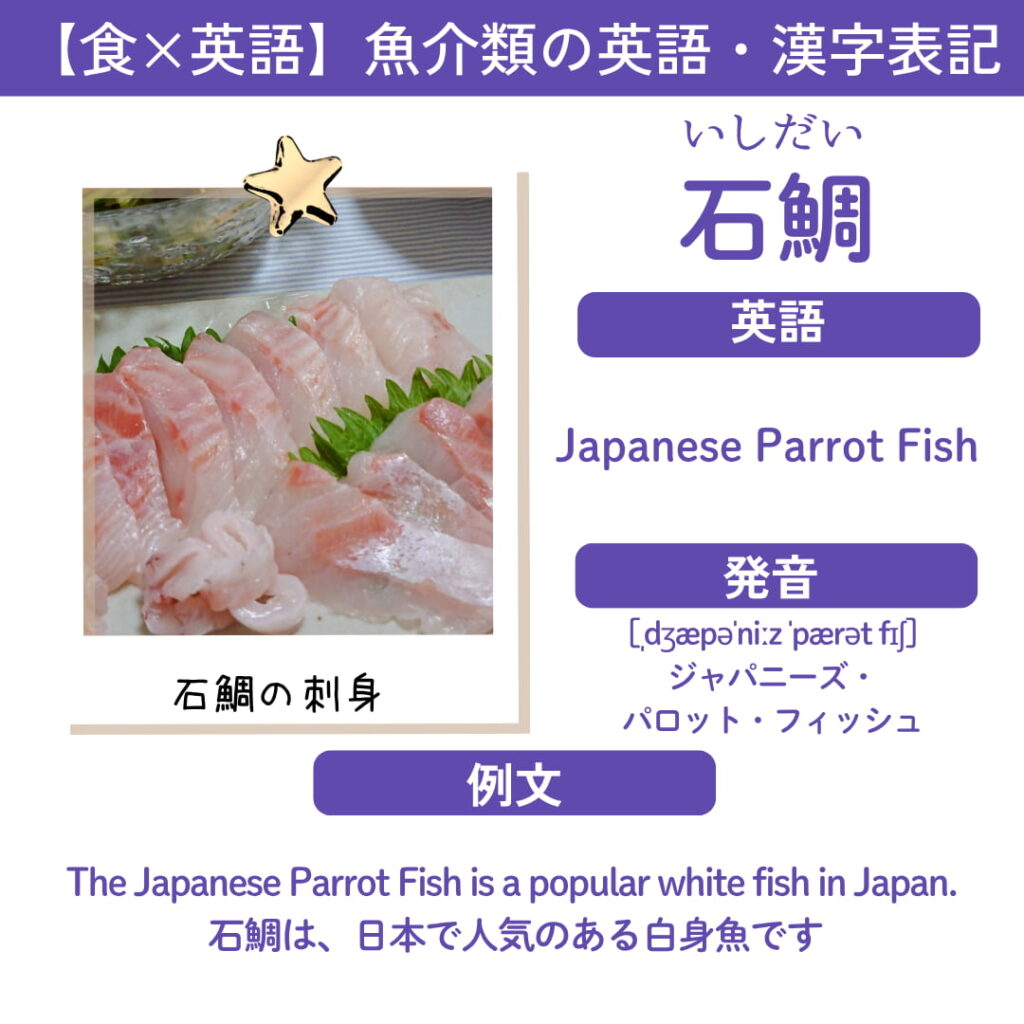 石鯛の英語表記 Japanese Parrot Fish