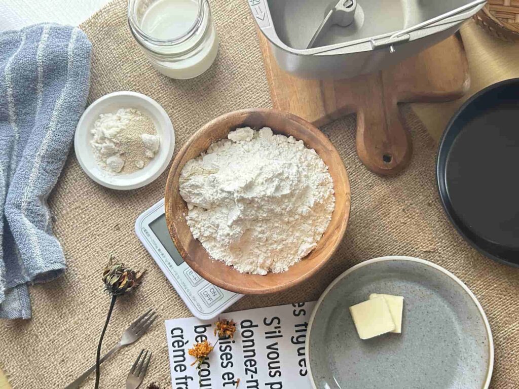 パン黄jの材料を広げた様子