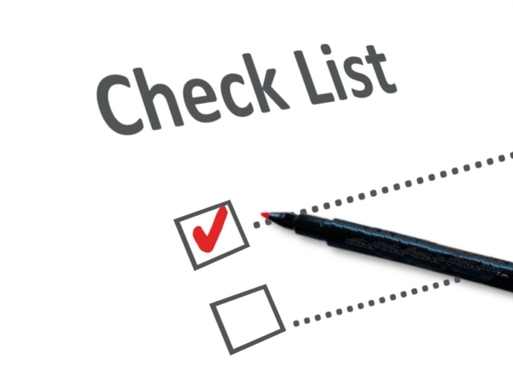 続けるためのチェックリストを書いた紙