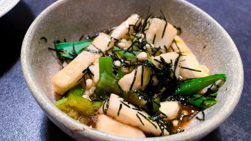 赤魚の煮付けの箸休め:オクラと長芋のネバネバ和え