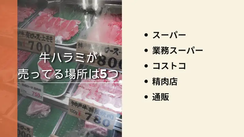 【結論】牛ハラミが売ってる場所はスーパー・業務スーパー・コストコ・精肉店・通販の5つ